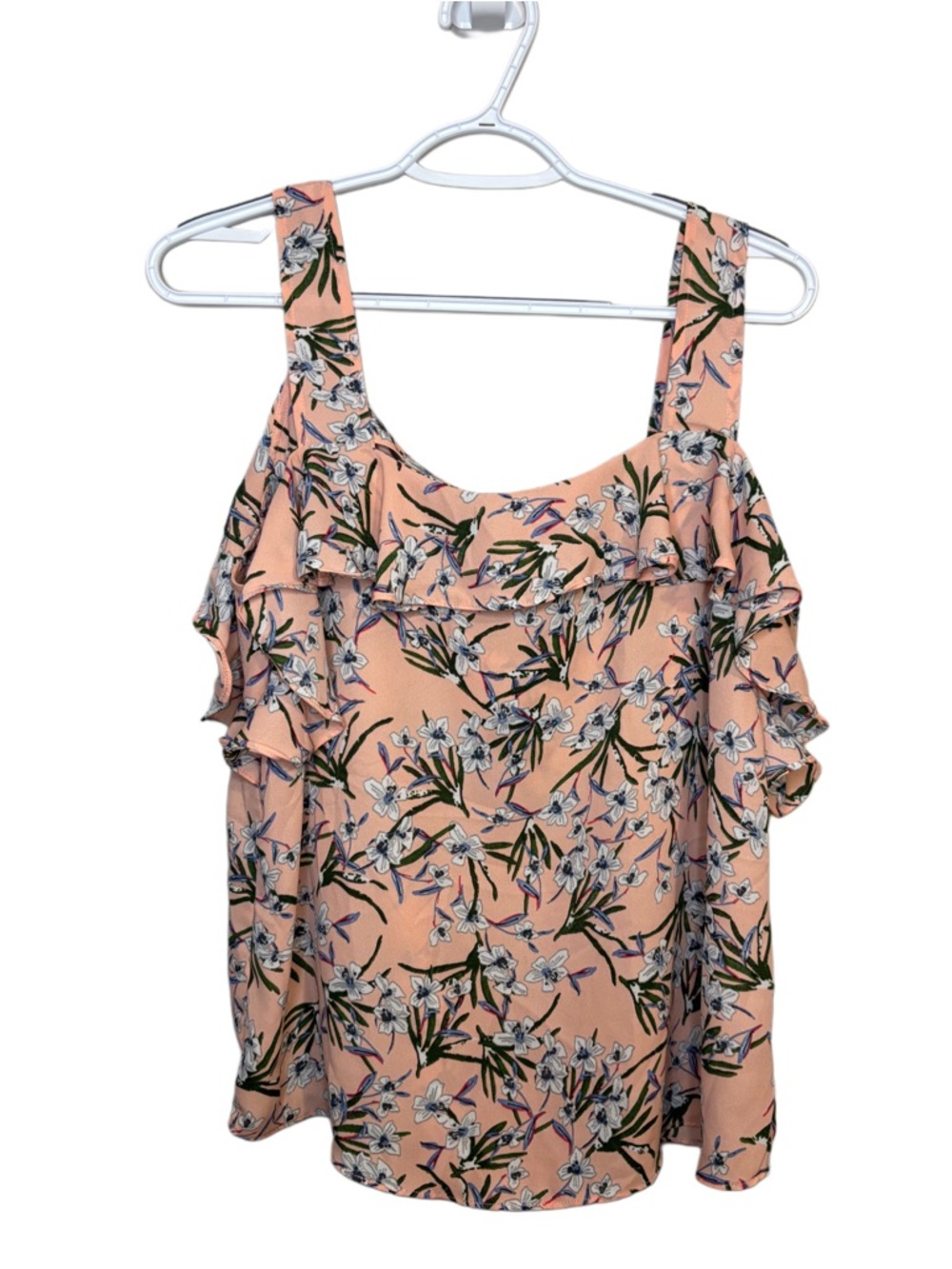 Banana Republic Peach Floral Ruffle Camisole